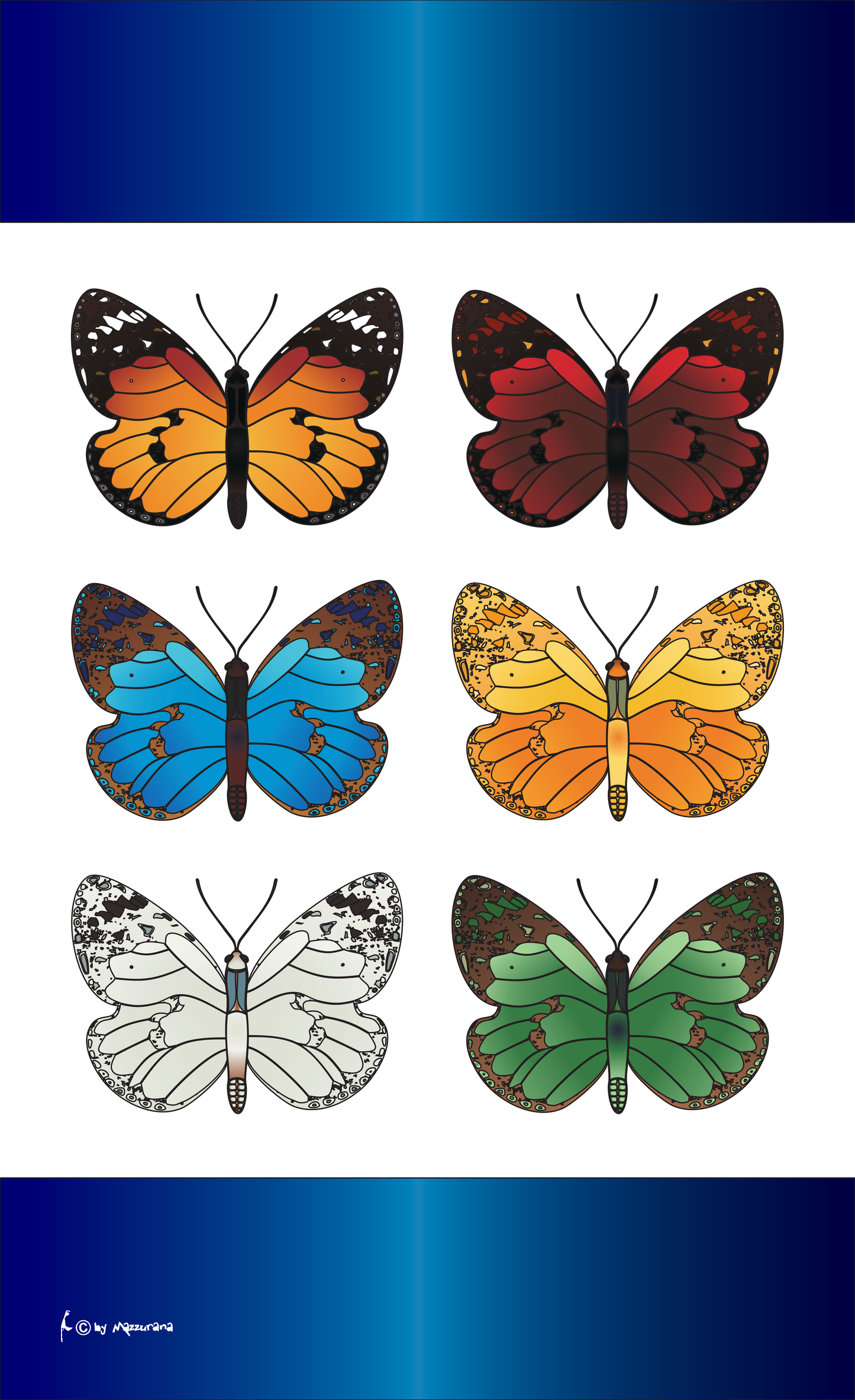 6x Butterfly Flagge Flagge