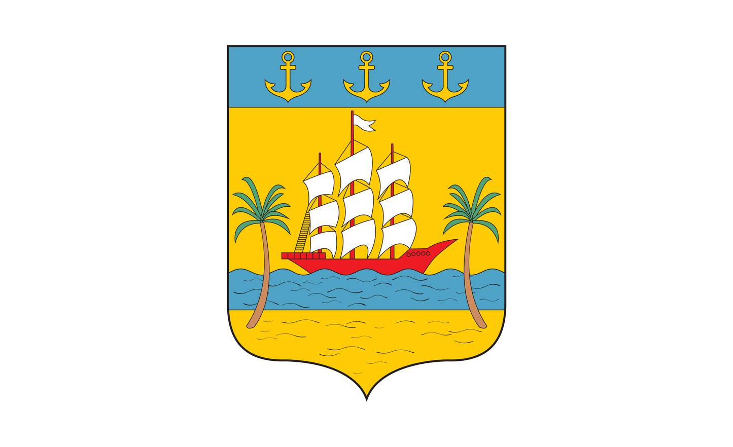 Drapeau d'Abidjan avec armoiries, Abidjan, drapeaux nationaux