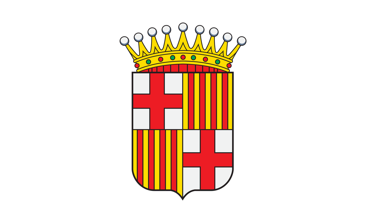Barcelonaflagge mit Wappen, Spanien, Nationalflaggen, Nationalfahnen