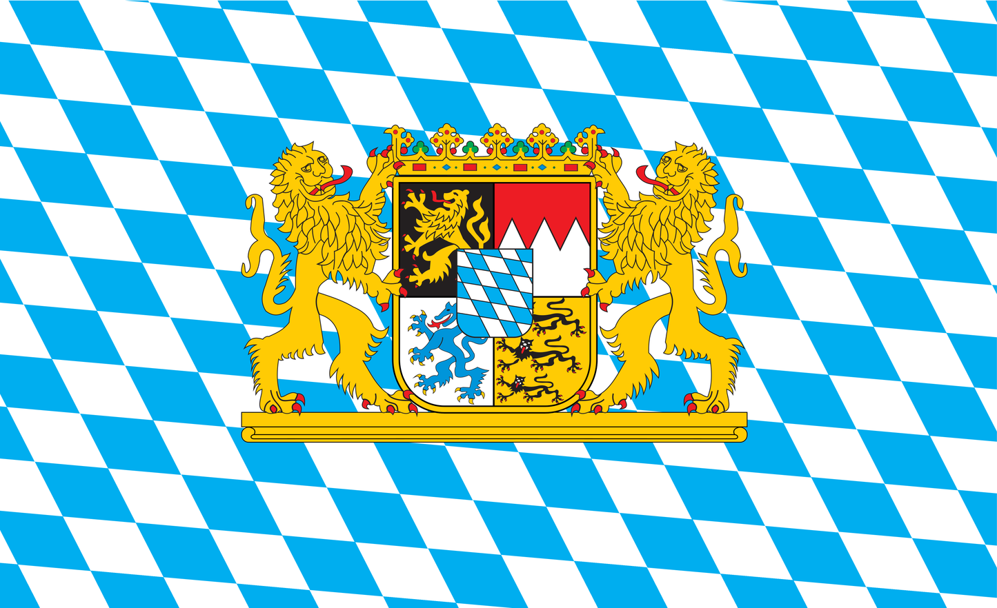Bayernflagge mit Rautenmuster & Staatswappen – Tradition mit königlichem Charakter