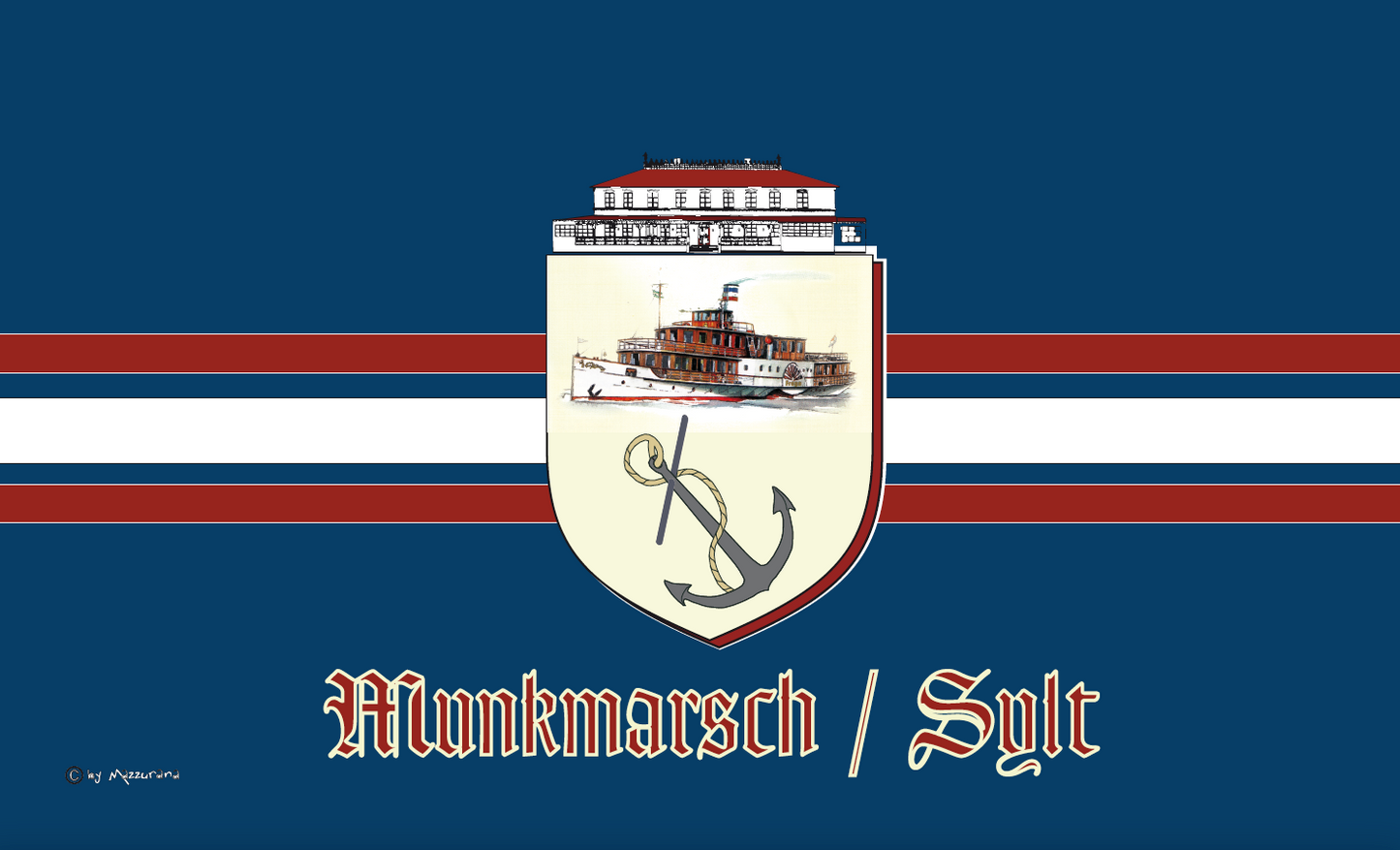 Munkmarsch Flagge mit historischem Fährhaus – Ein Stück Sylter Geschichte für Zuhause