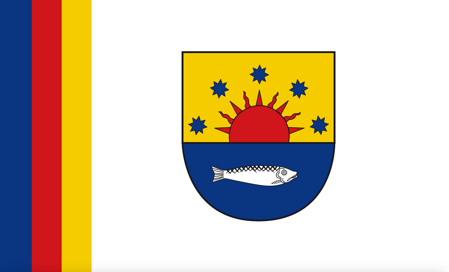 Sylt Ost Flagge – Regionalstolz mit Wappen, Sonne & Hering
