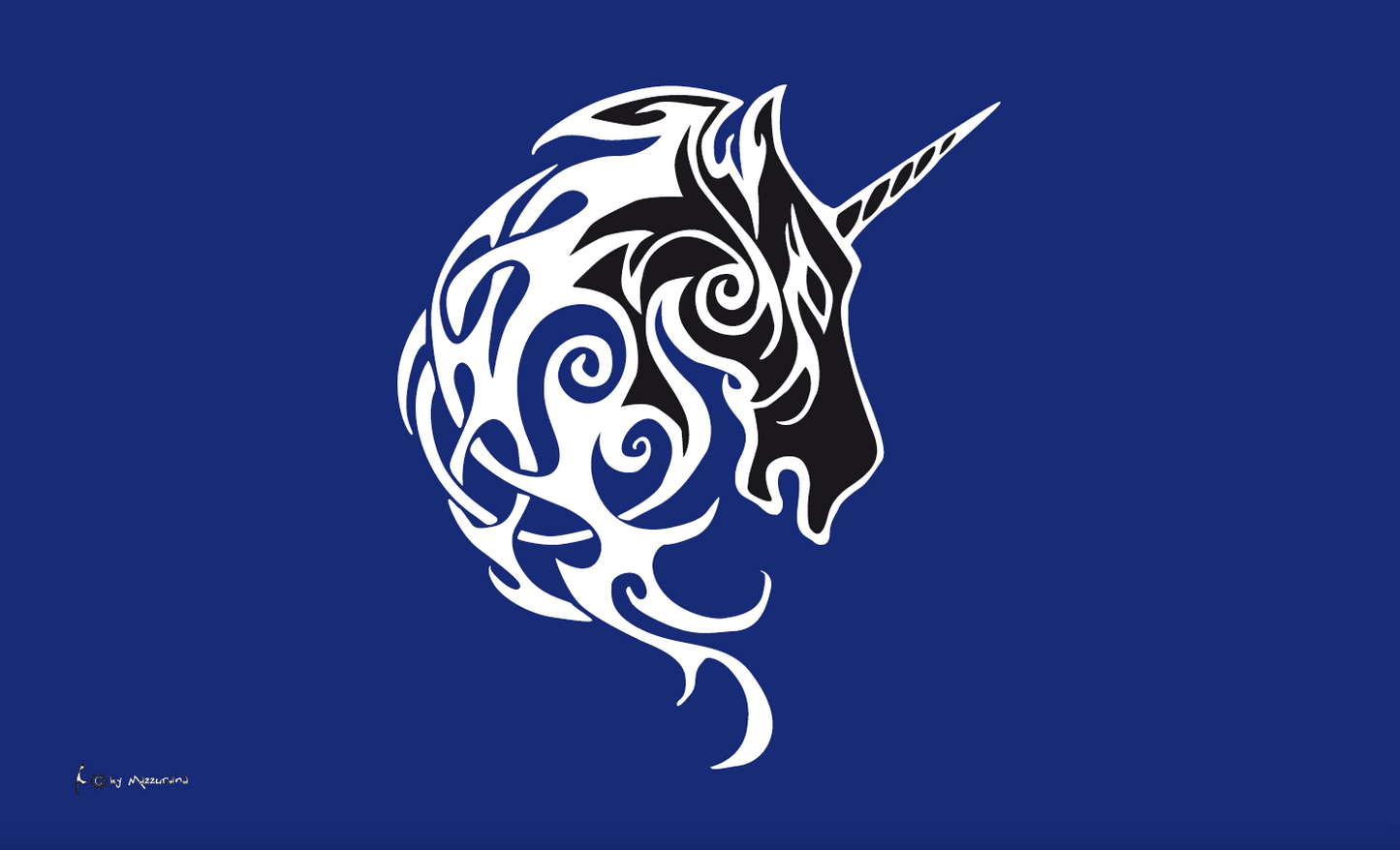 Einhorn-Flagge blau, Pferde, Spassfahnen, Fantasiefahnen, Kinderfahnen, Zeichenfahnen