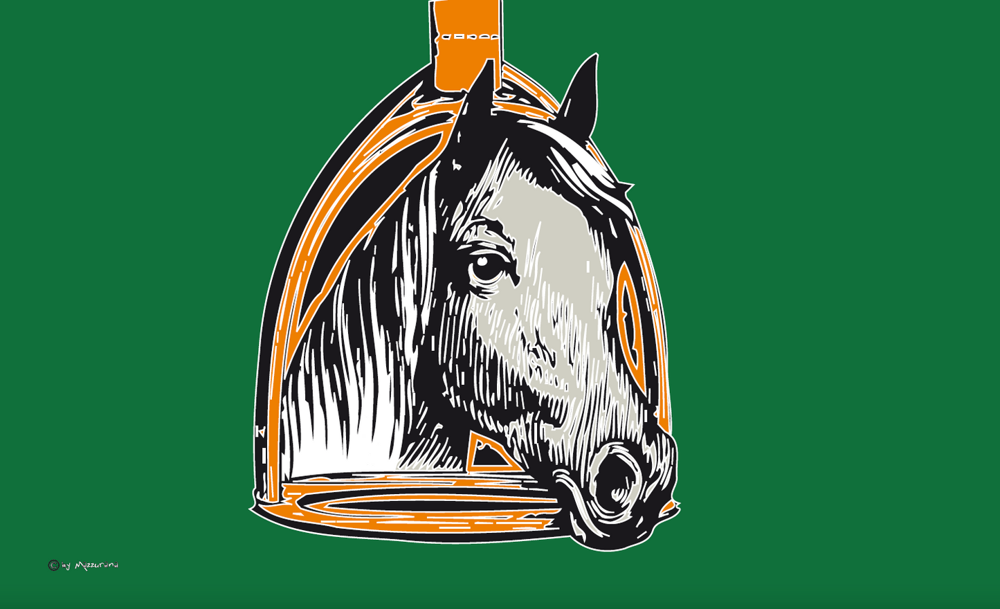 Equestrian flag, green, riding