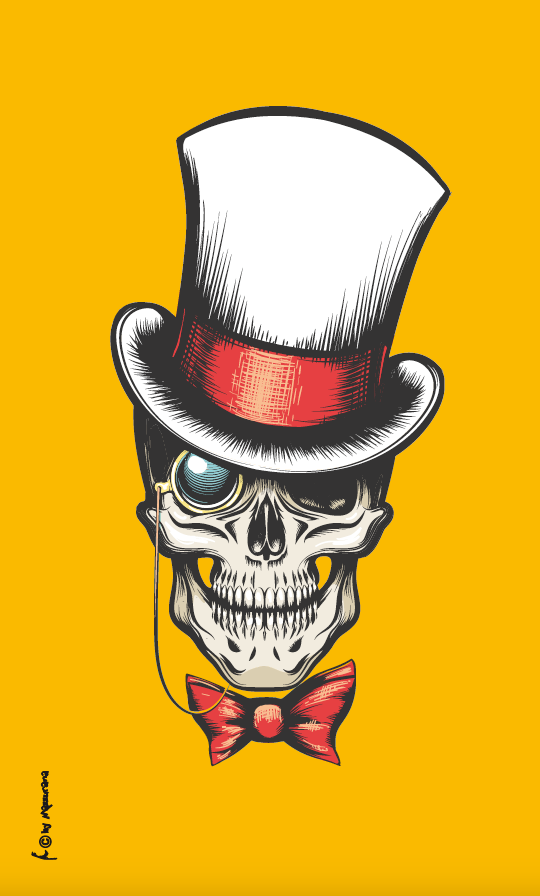 Schädel mit Zylinder Flagge, Halloween, Skull