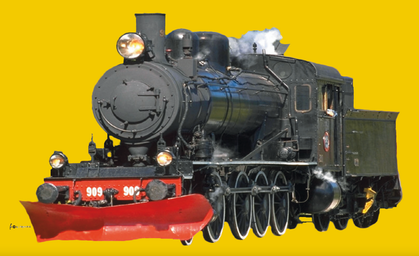 Steam locomotive flag, yellow, railway worker, model railway worker, model making