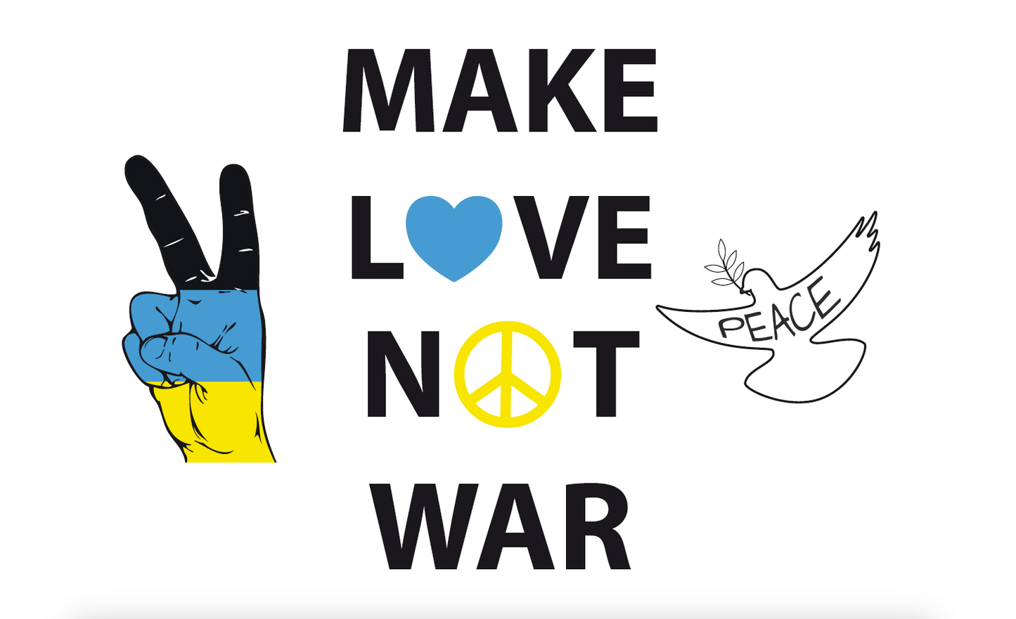 Weltfrieden 3 - Ukraine, Make Love Not War, Friedensfahne, Friedensflagge