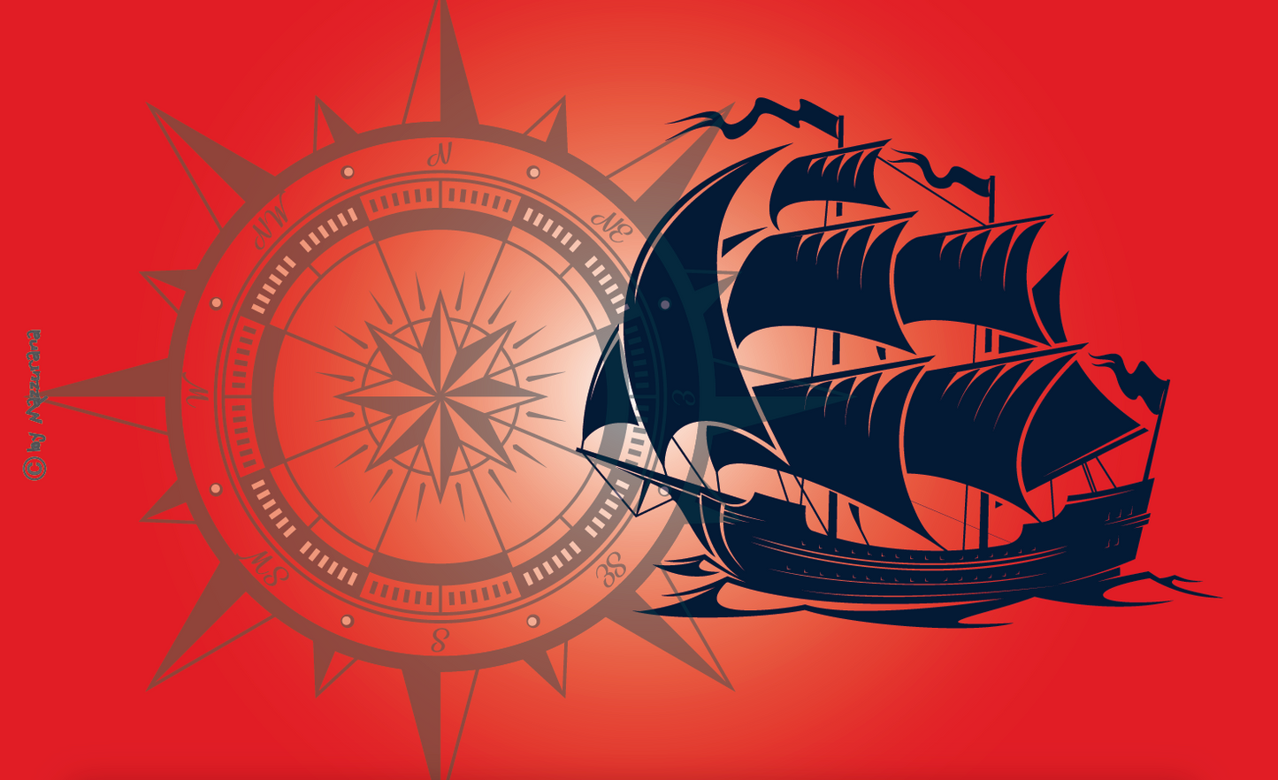 Windrose & Segler, Segelschiff, windrosen flagge, Segler Fahne