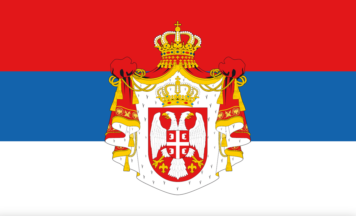 Serbia flag with coat of arms – National flag of Serbia