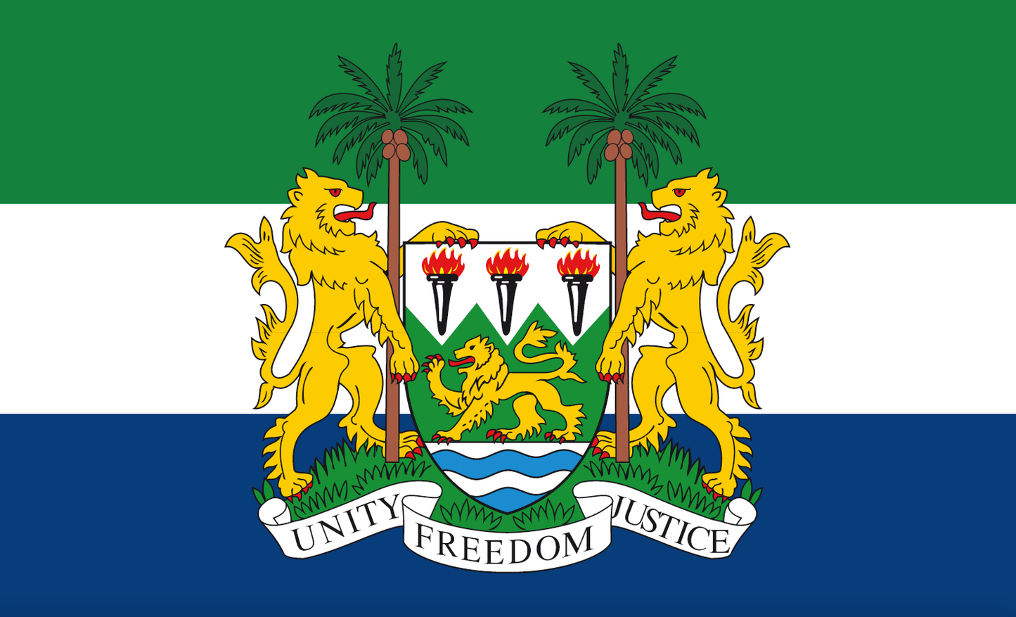 Sierra Leone flag with coat of arms – National flag of Sierra Leone