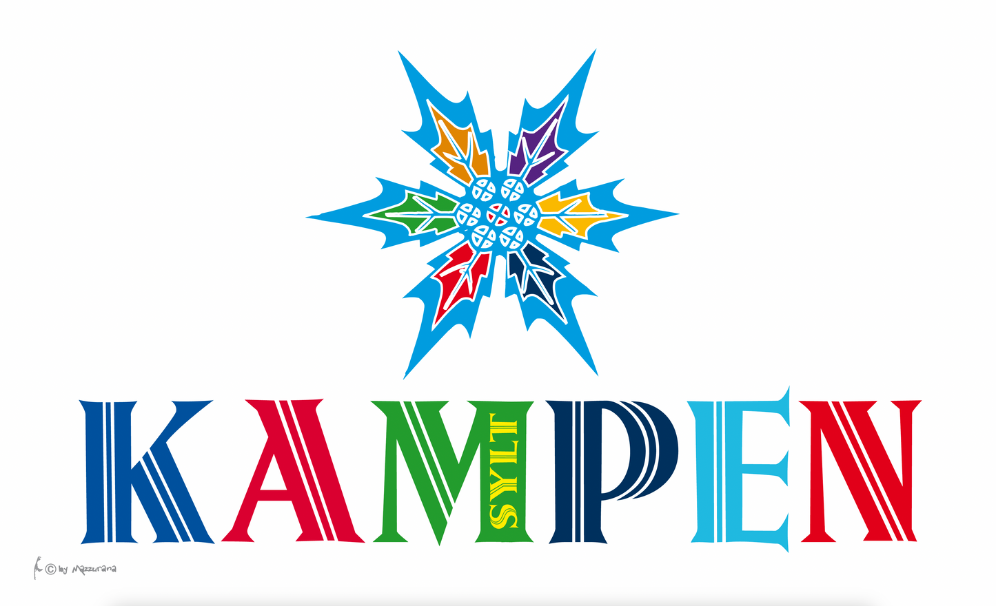 Kampen Flagge mit buntem Schriftzug – Farbe bekennen für deinen Lieblingsort