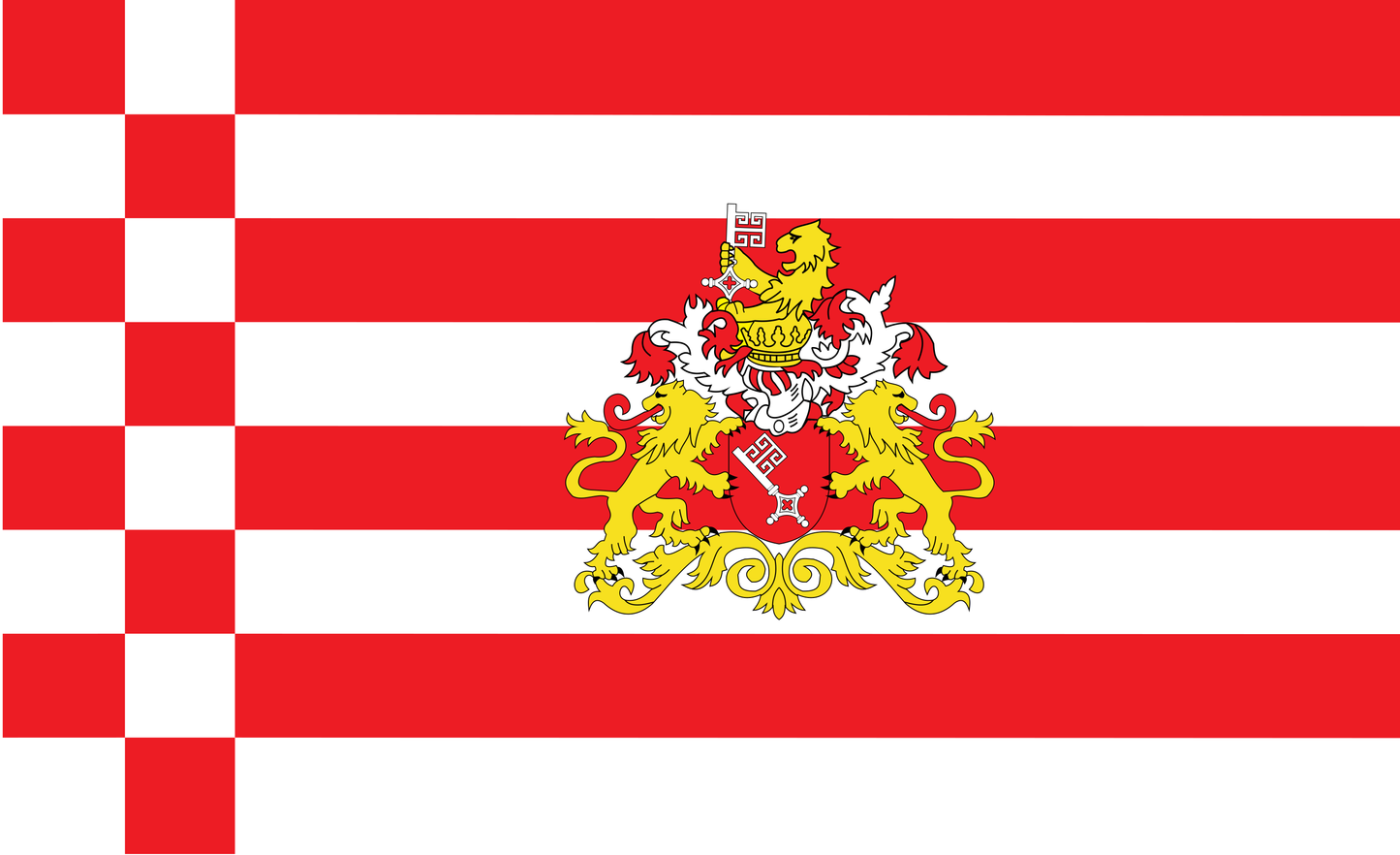 Bremenflagge mit Wappen & Krone – Hanseatische Würde in Rot-Weiß
