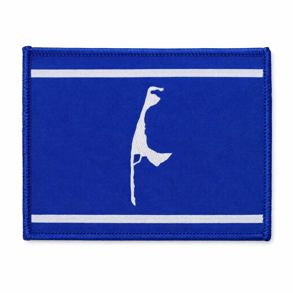 Aufnäher „Sylt“ – Insel Patch mit Sylter Silhouette in Blau-Weiß