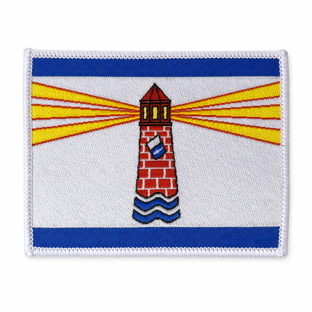 Aufnäher „Westerland“ – Sylt Patch mit Leuchtturm & maritimen Strahlen