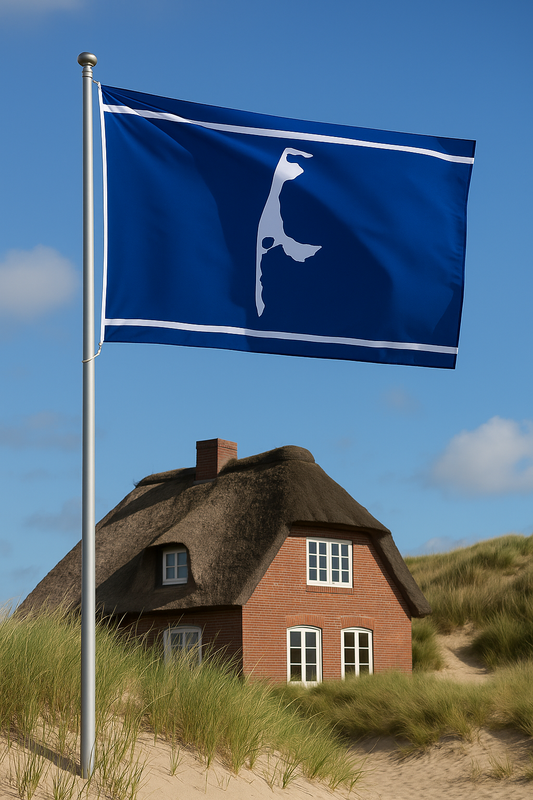Sylt Flagge Blau – Die Insel mit Charakter, modern in Szene gesetzt