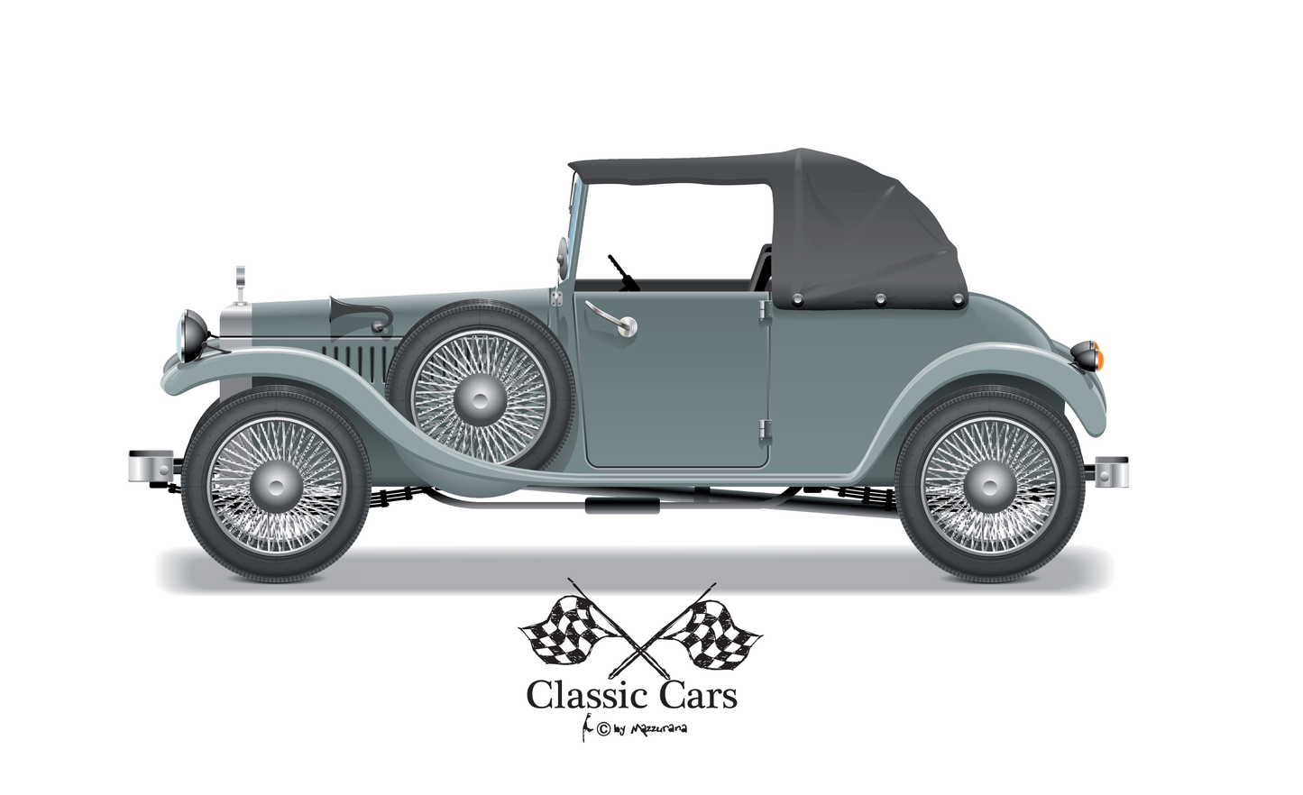 Classic Cars 105 Flagge, Auto, Autofahne, Autoflagge, Oldtimer