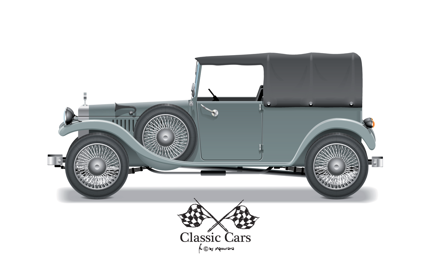 Classic Cars 106 Flagge, Auto, Autofahne, Autoflagge, Oldtimer