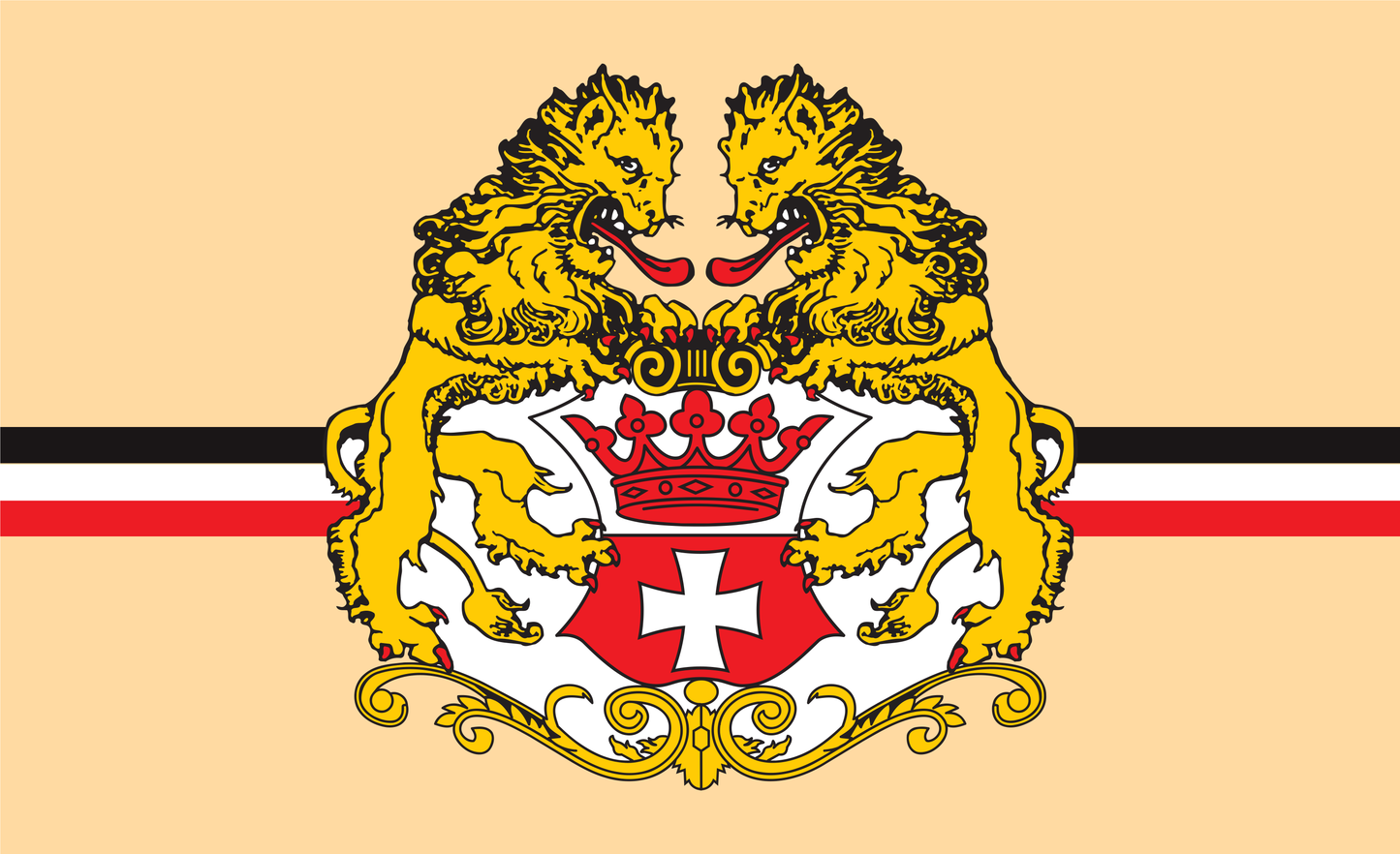 Gdansk flag Old Town with coat of arms, Poland