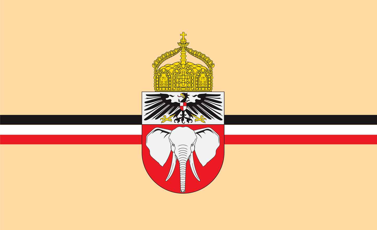 Deutsch Kamerunflagge,ehem. Deutsche Kolonie 1914 mit Wappen