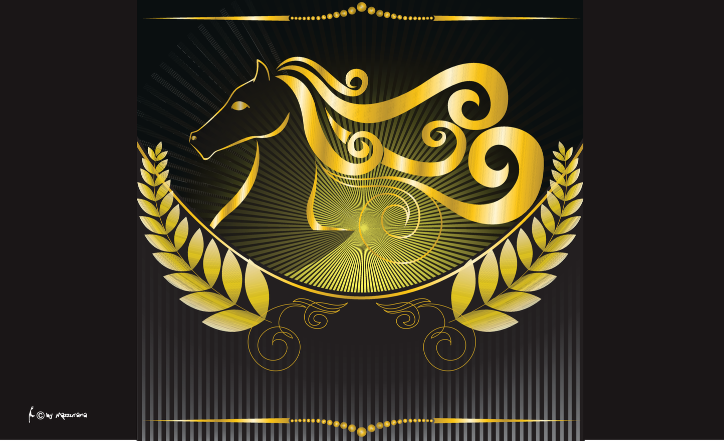 Goldenes Pferdelogo Flagge, Pferde Flagge, Pferdefahne