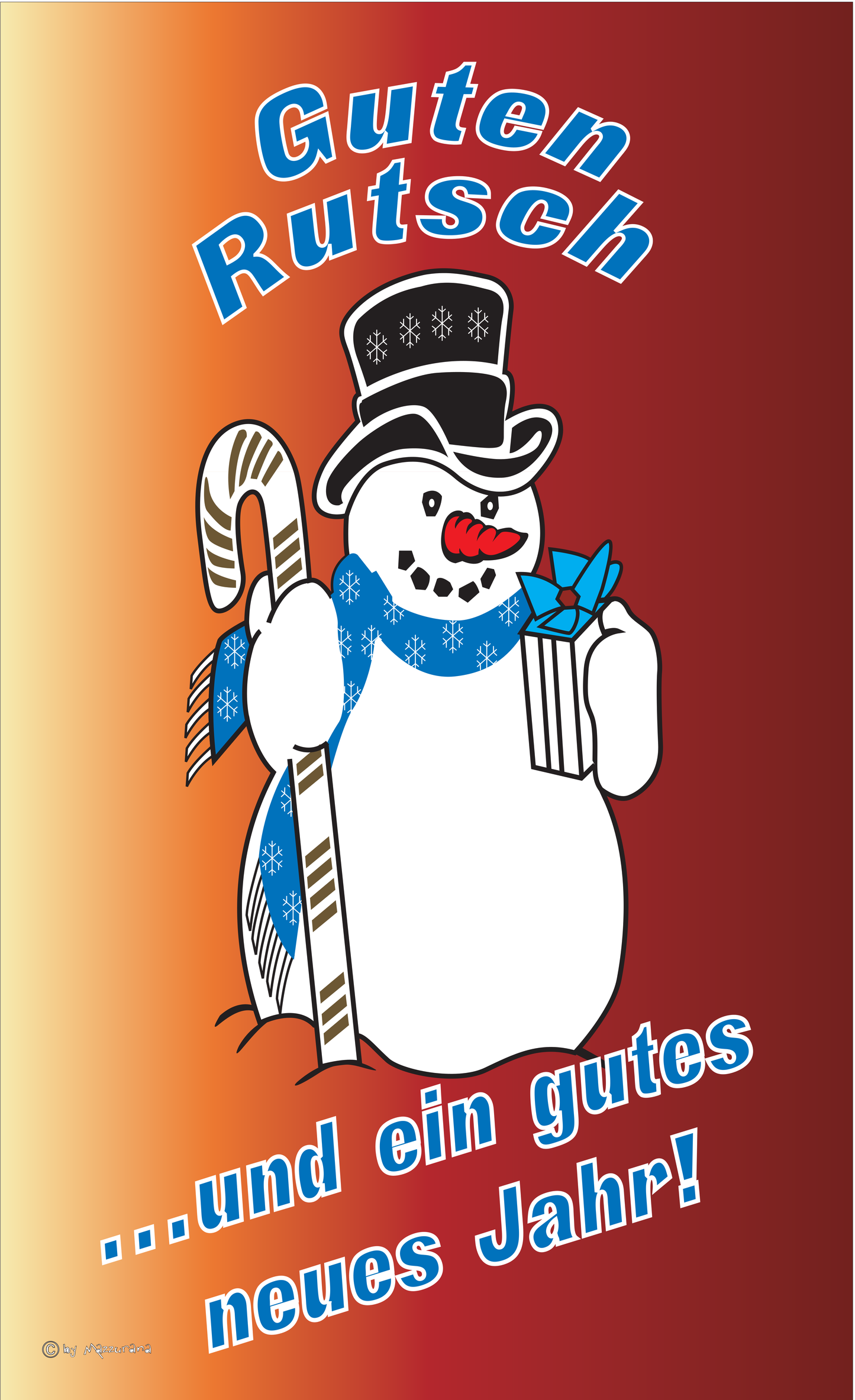 Silvesterflagge,Guten Rutsch,Verlauf rot