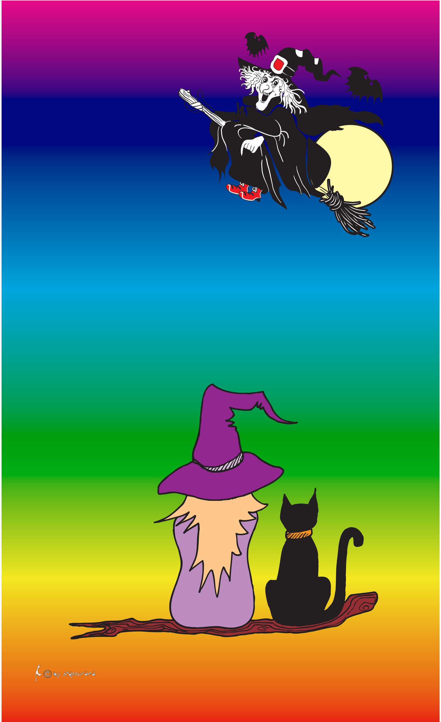 Halloween-Flagge,Hexenund Katze, Festtagsflaggen