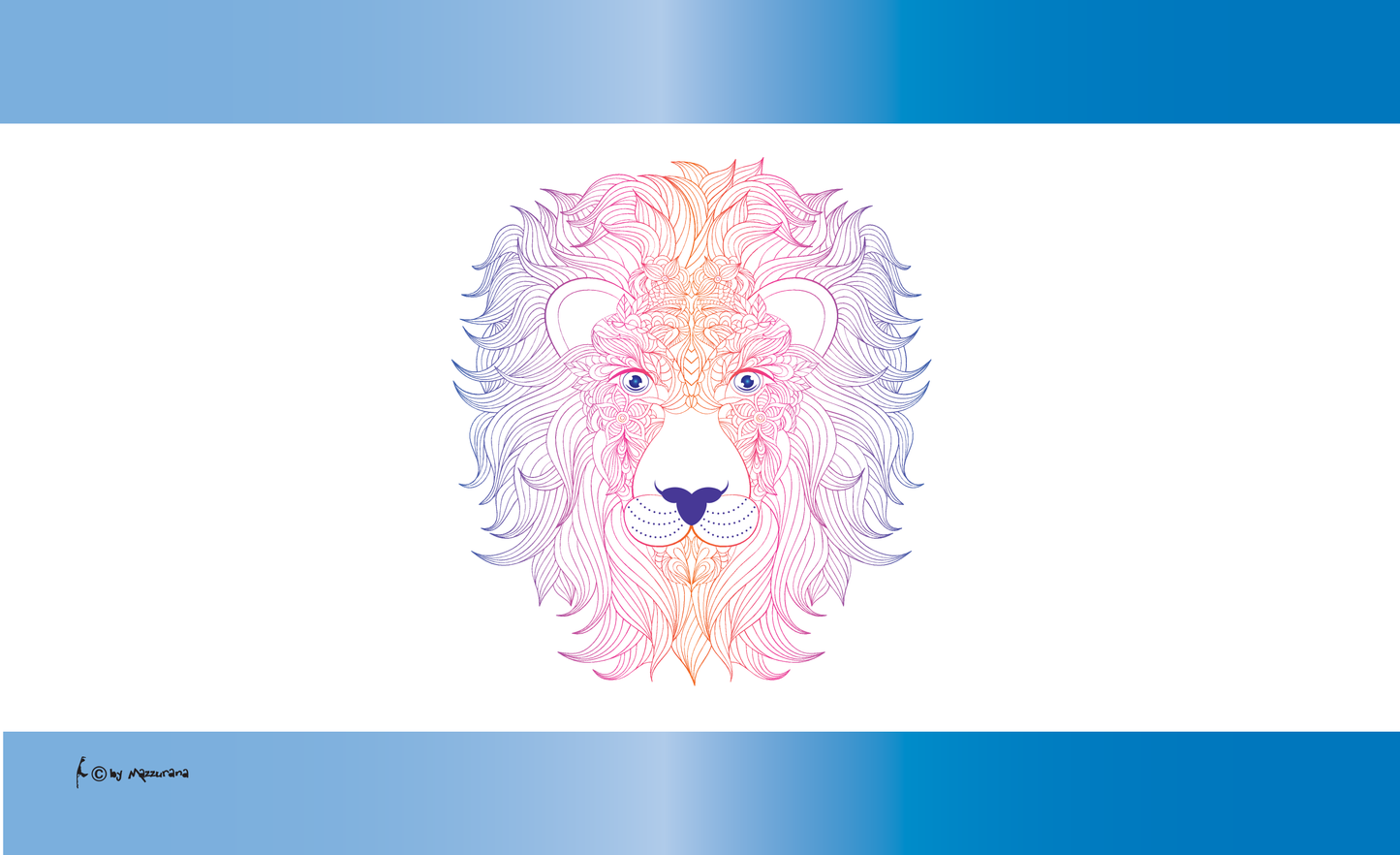 Löwenkopf bunt Flagge, Coloured Lion, Tierfahne