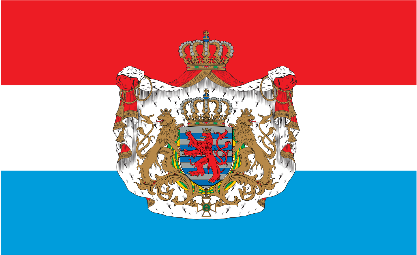 Luxemburgflagge mit Wappen, Luxenburg, Nationalflaggen