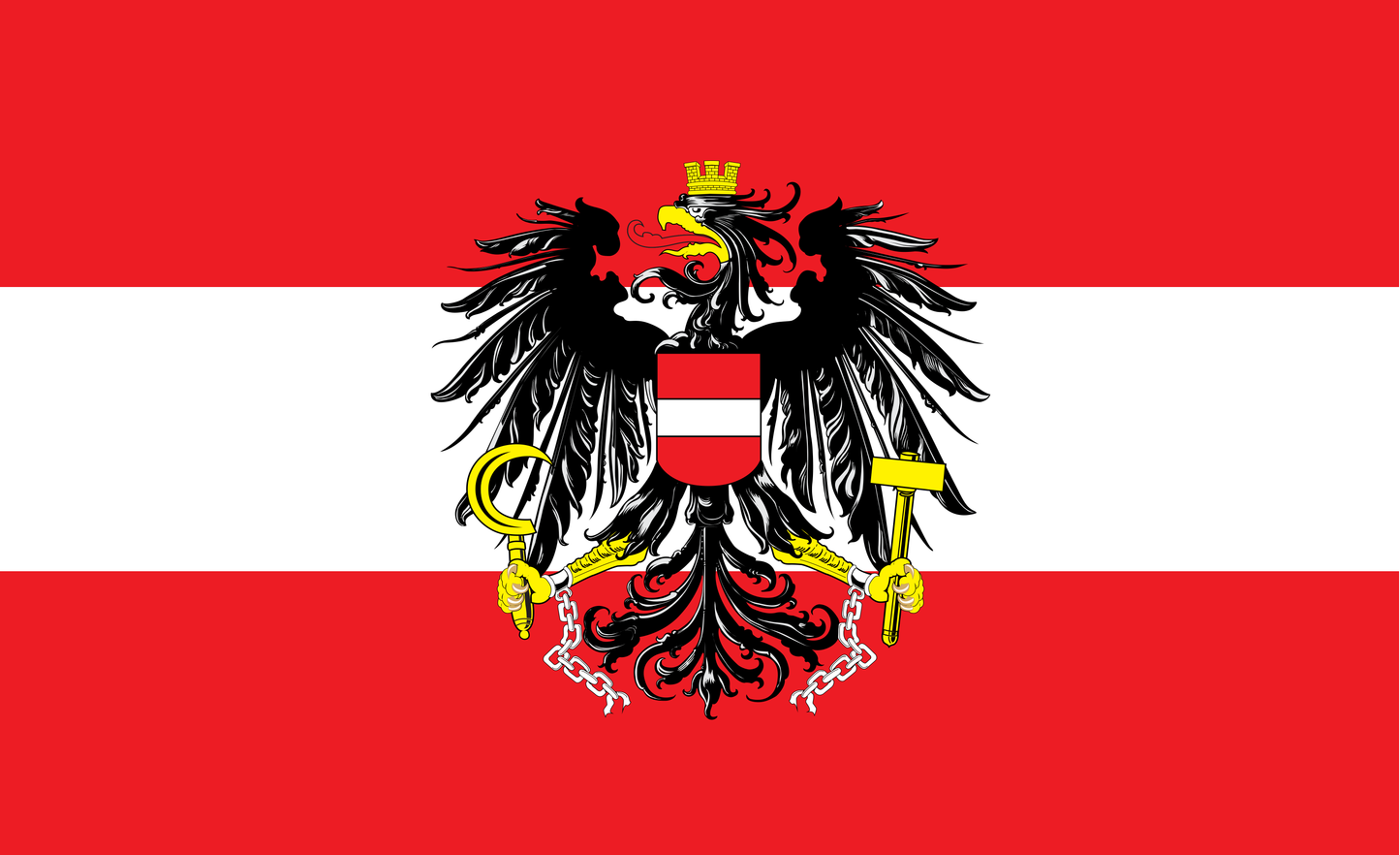 Österreichflagge mit Wappen, Österreich, Nationalfahnen