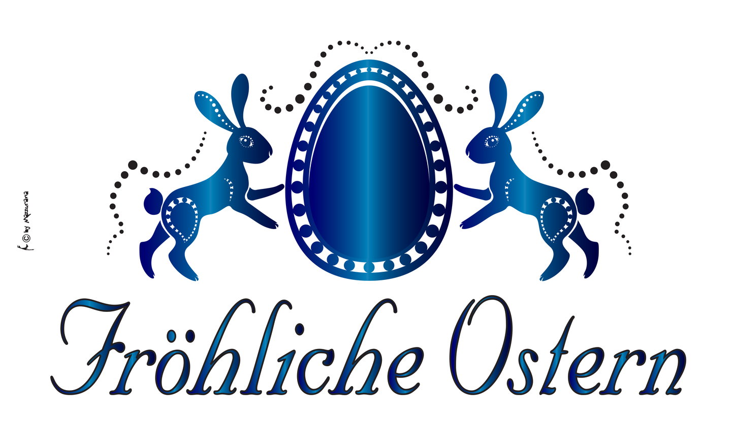 Fröhliche Ostern 2 Hasen Fahne, Osterfahne