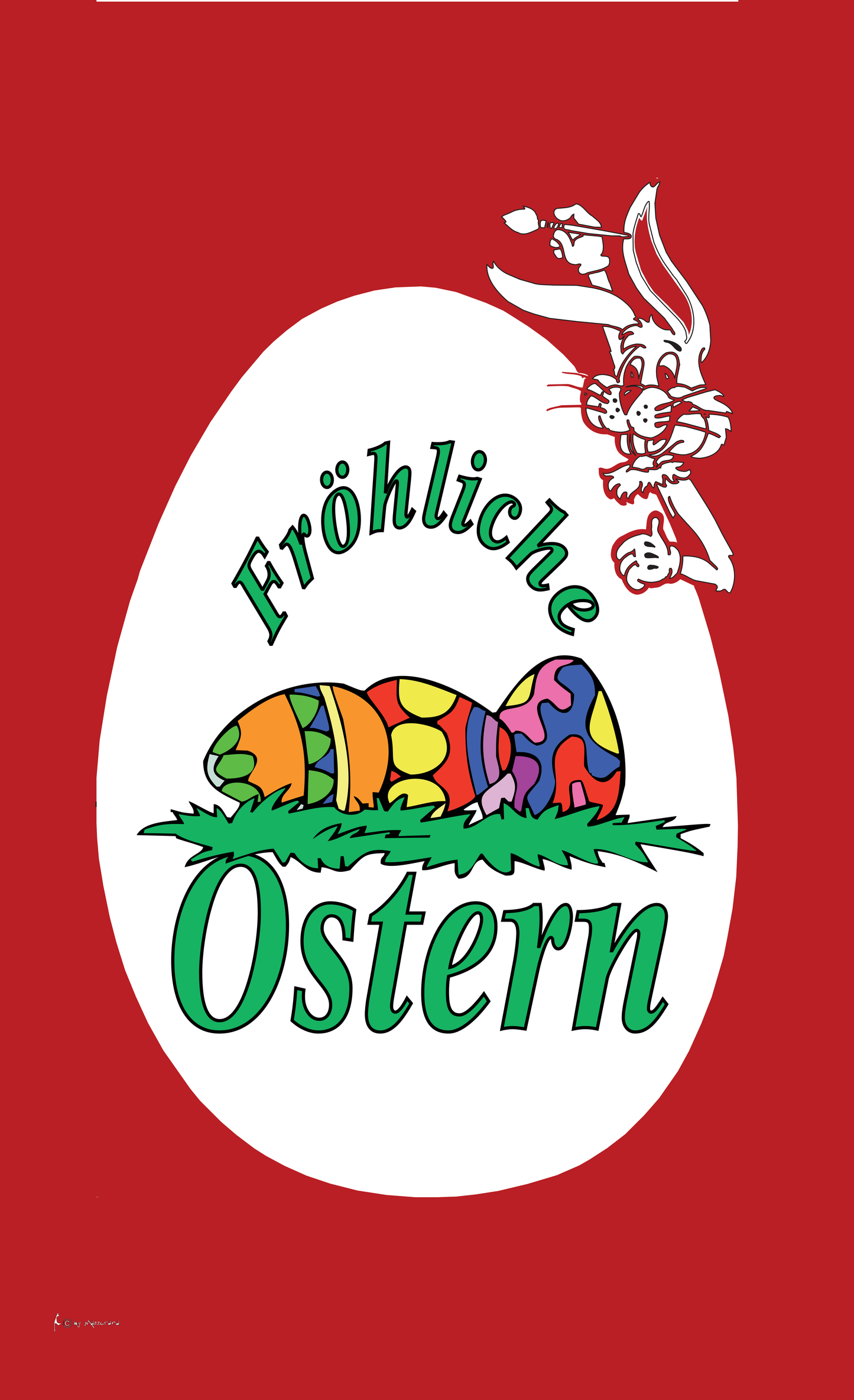 Oster-Flagge,rot mit Ei,Osterflagge