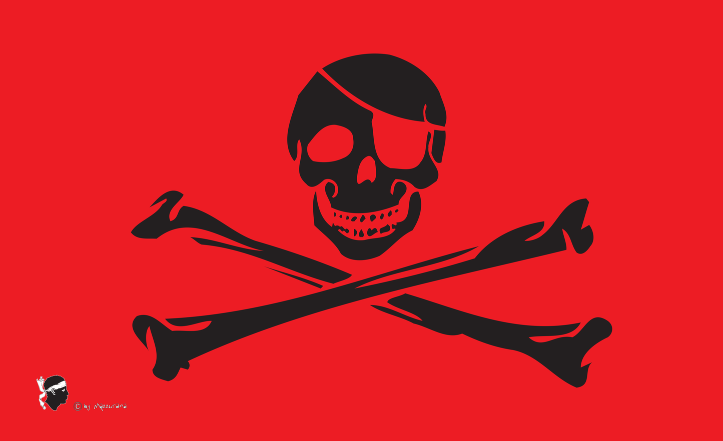 Piratenflagge-Knochen,rot,Piratenfahne