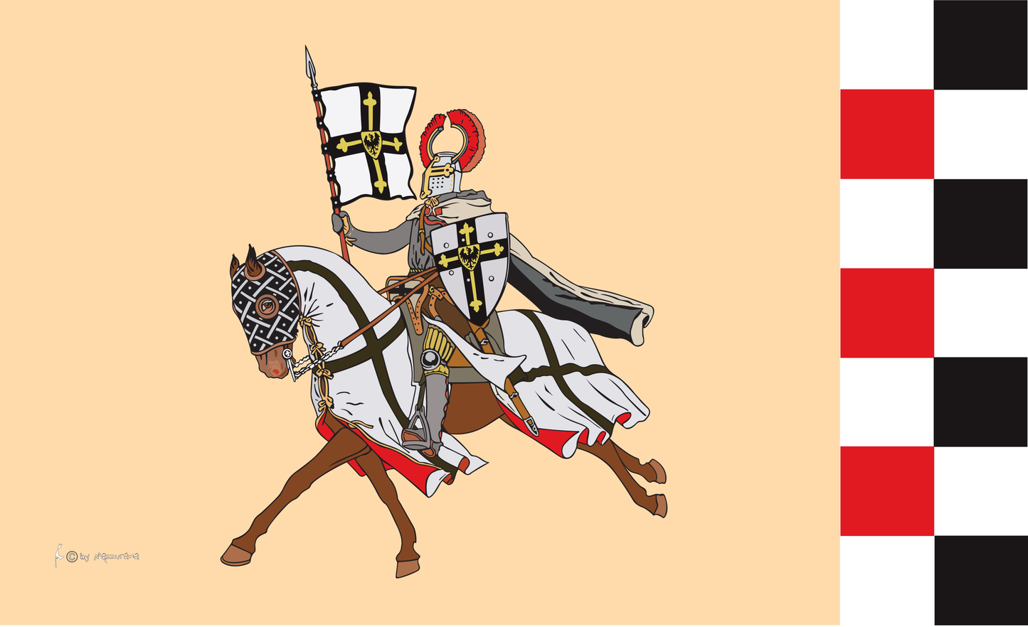 Drapeau de chevalier avec cheval, bannière de chevalier