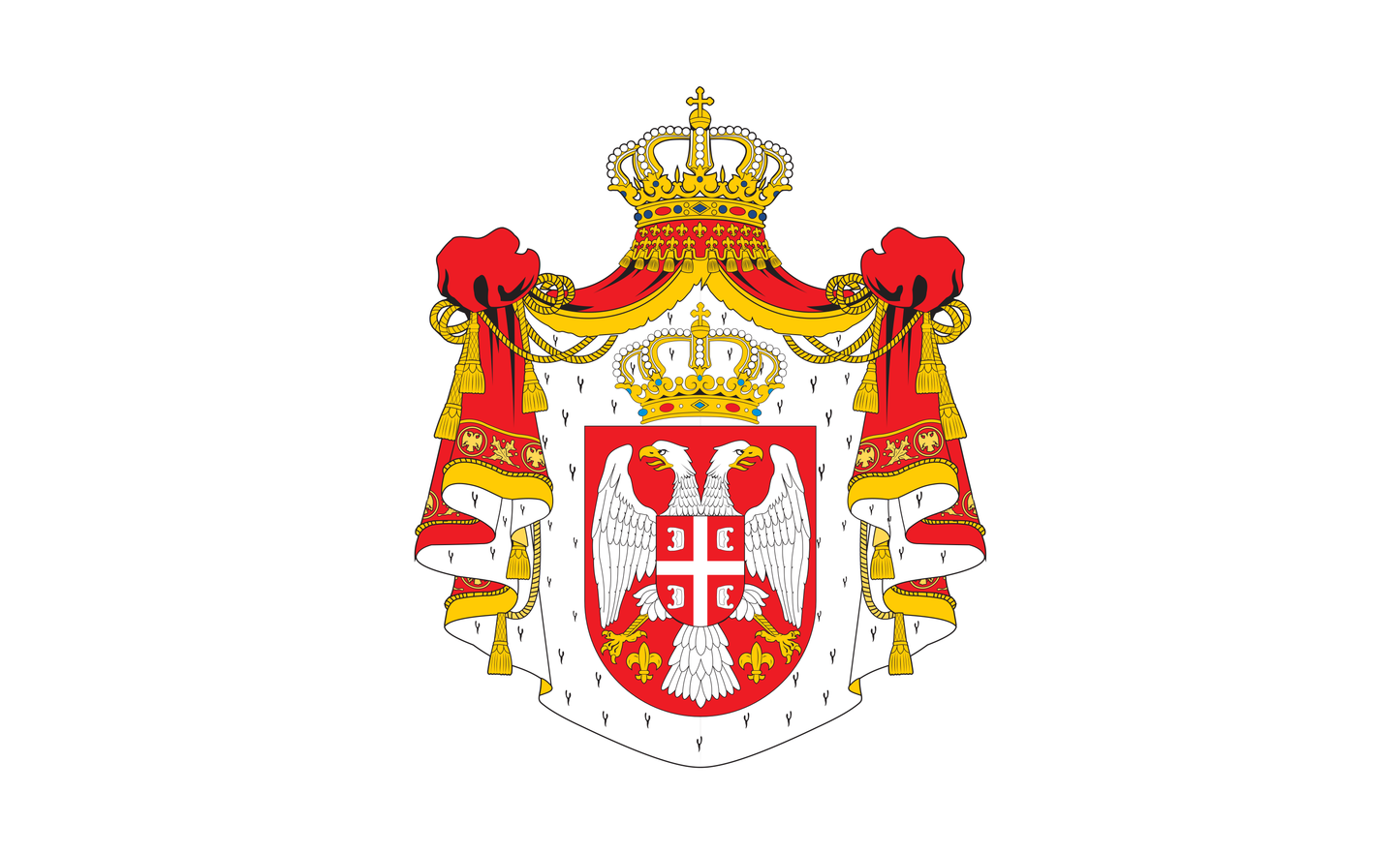 Serbienflagge mit Wappen, Serbien,Nationalfahnen