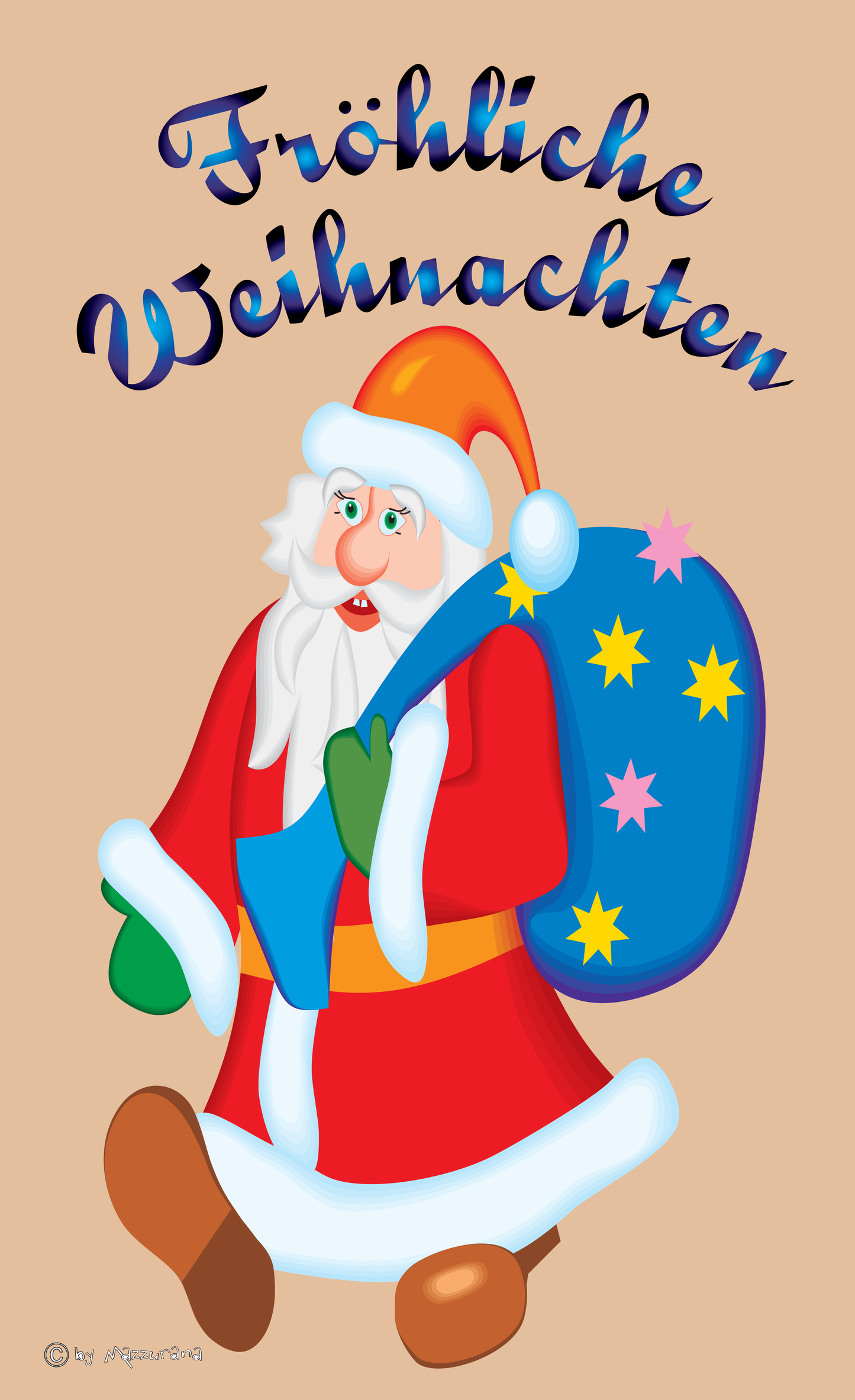 Christmas flag, beige background