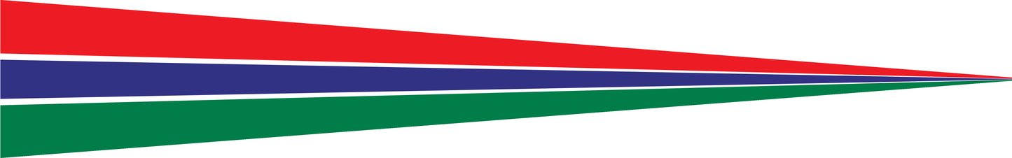 Gambia Wimpel – Länderwimpel in Rot, Blau, Grün und Weiß