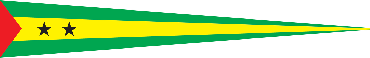 São Tomé und Príncipe Wimpel – Flaggenwimpel in Grün, Gelb, Rot und Schwarz