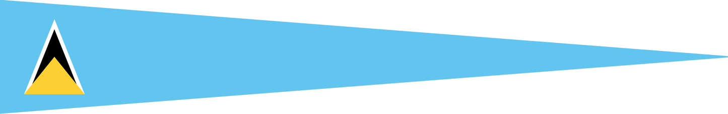 St. Lucia Wimpel – Nationalflaggen-Wimpel in Blau, Weiß, Schwarz und Gelb