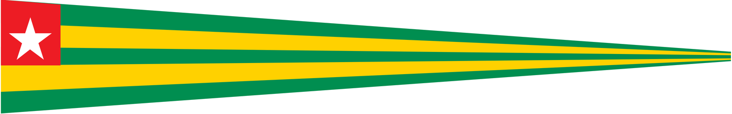 Togo Wimpel – Länderwimpel in Grün, Gelb, Rot und Weiß