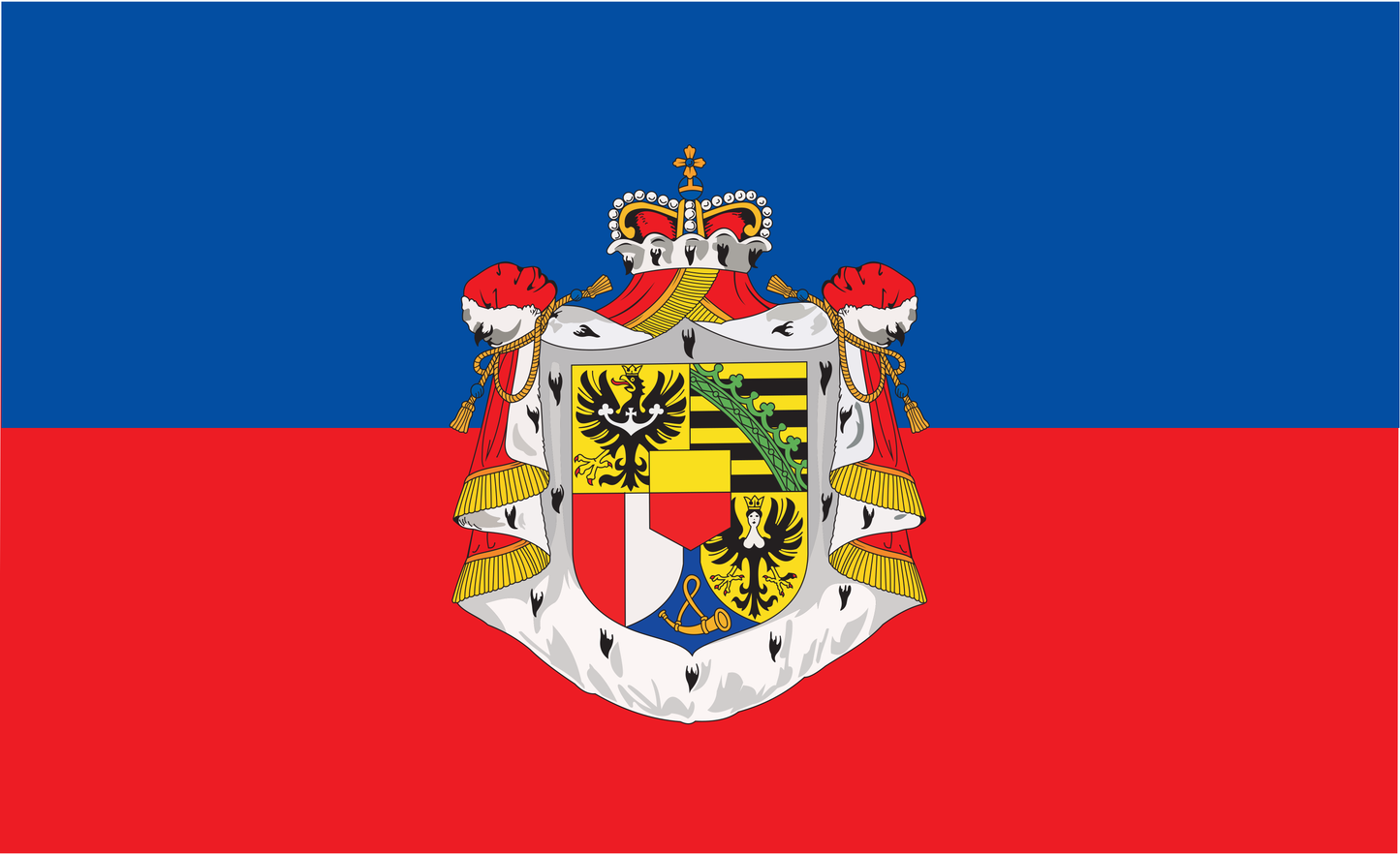 Liechtensteinflagge mit Wappen, Lichtenstein, Nationalflaggen, Nationalfahnen