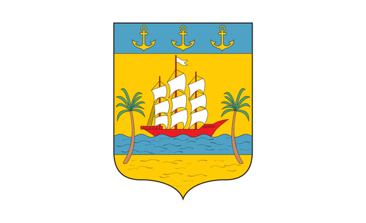 Drapeau d'Abidjan avec armoiries, Abidjan, drapeaux nationaux