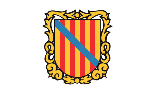 Balearenflagge mit Wappen, Spanien, Nationalflaggen, Nationalfahnen