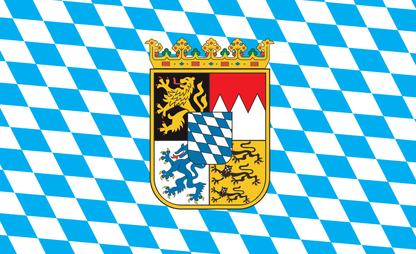 Bayernflagge mit Rautenmuster & Staatswappen – Landesflagge Bayerns