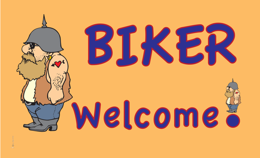 Biker Welcome-Flagge,2, Motorradflagge, Motorrad, Bikerflagge