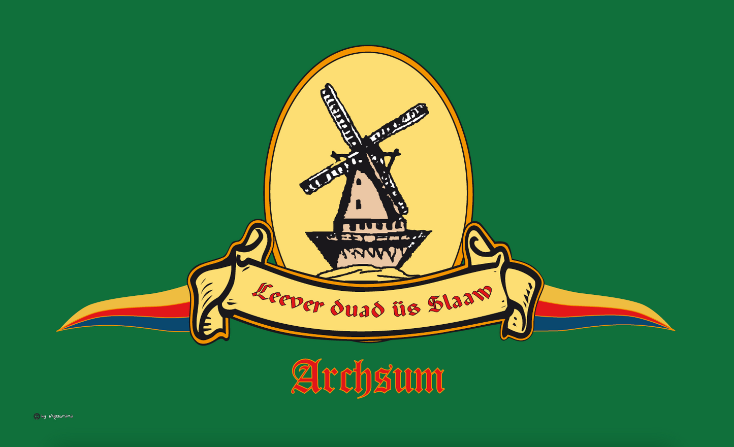 Archsum Flagge mit Historischer Mühle – Erinnerung an ein Sylter Wahrzeichen