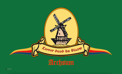 Archsum flag with historic mill – a reminder of a Sylt landmark
