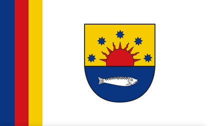 Sylt East Flag – Regional pride with coat of arms, sun &amp; herring