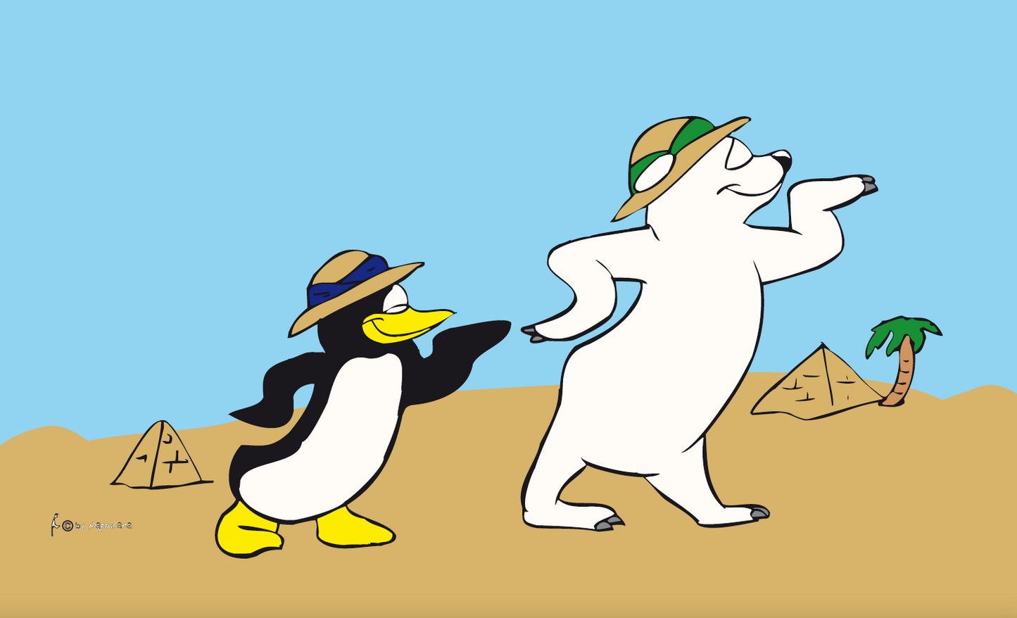 Bär & Pinguin-Flagge, Spassfahnen, Fantasiefahnen, Kinderfahnen