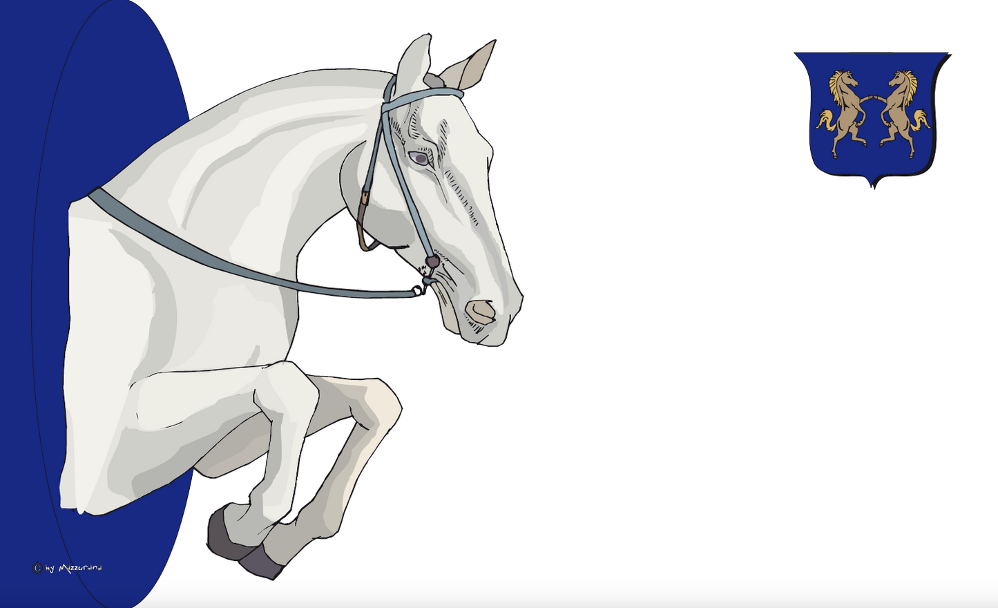 Drapeau à cheval, blanc, équestre