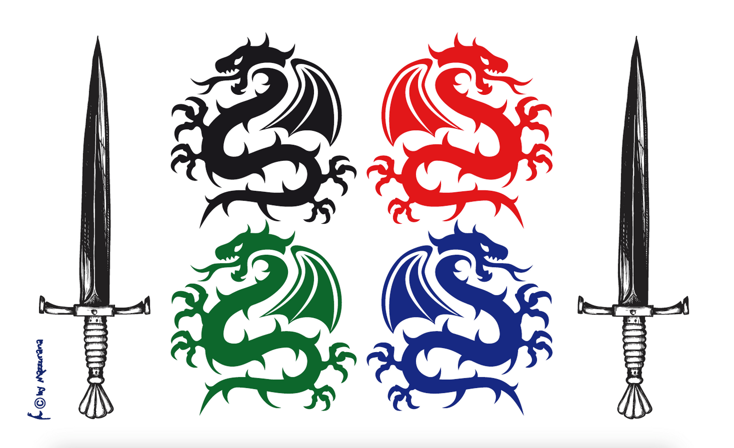 Drache & Schwert, Drachenfahne, Ritterfahne, Drachen Flagge